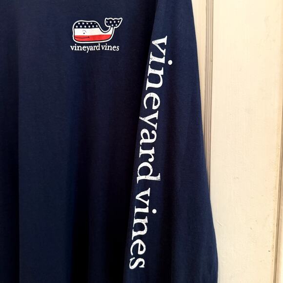 NWT Vineyard Vines Mens XL Navy Hoodie Tee American Flag Coastal Preppy Classic - Picture 4 of 8